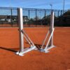Netpalen tennis Slee-model Export. 23 Tennisnetpalen op slee voor maximale stabiliteit. Met aluminium kabelschijf en spelingsvrije scharnieren.